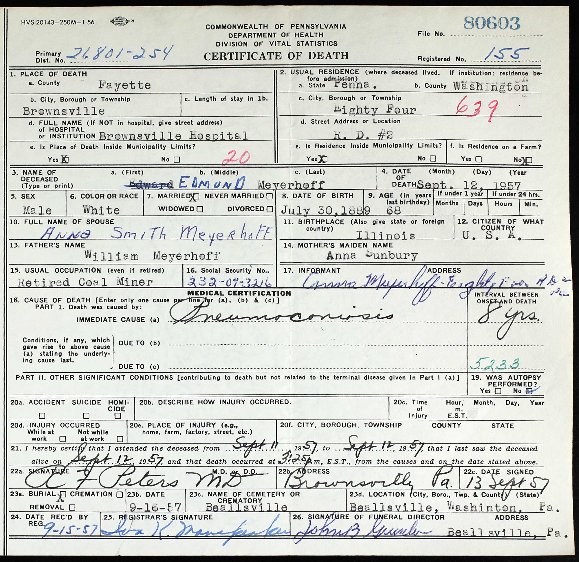 death certificate
